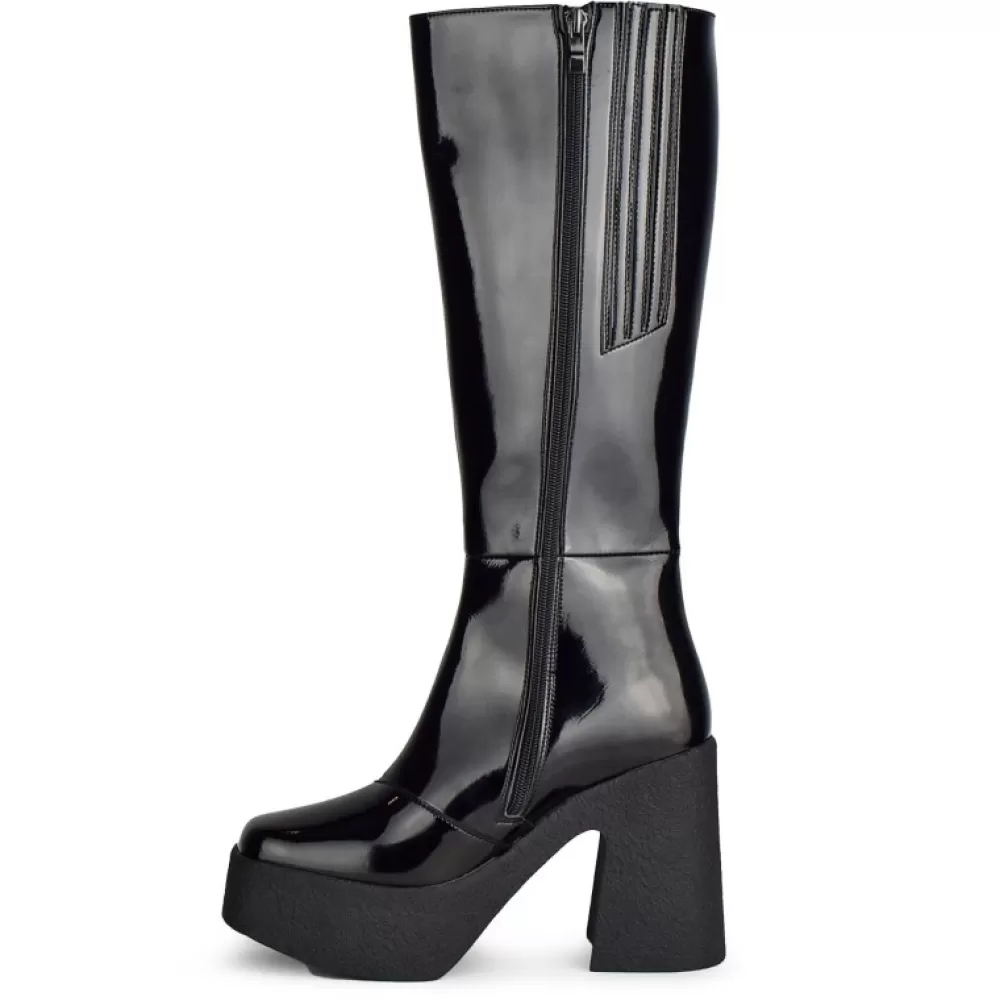 ALTERCORE Knee-High Boots< Clarissa Vegan Black Patent