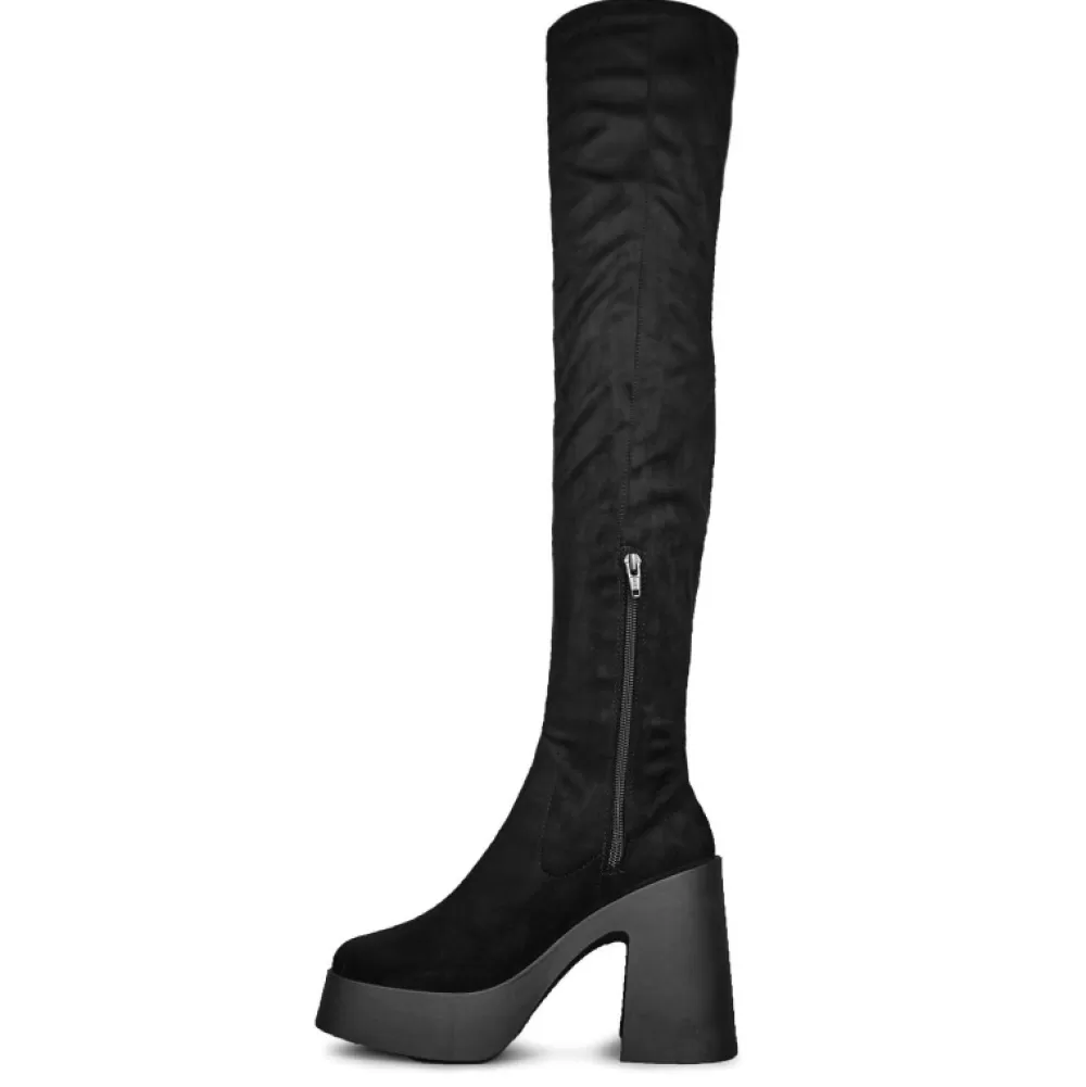 ALTERCORE Knee-High Boots< Daphne Faux Suede Black