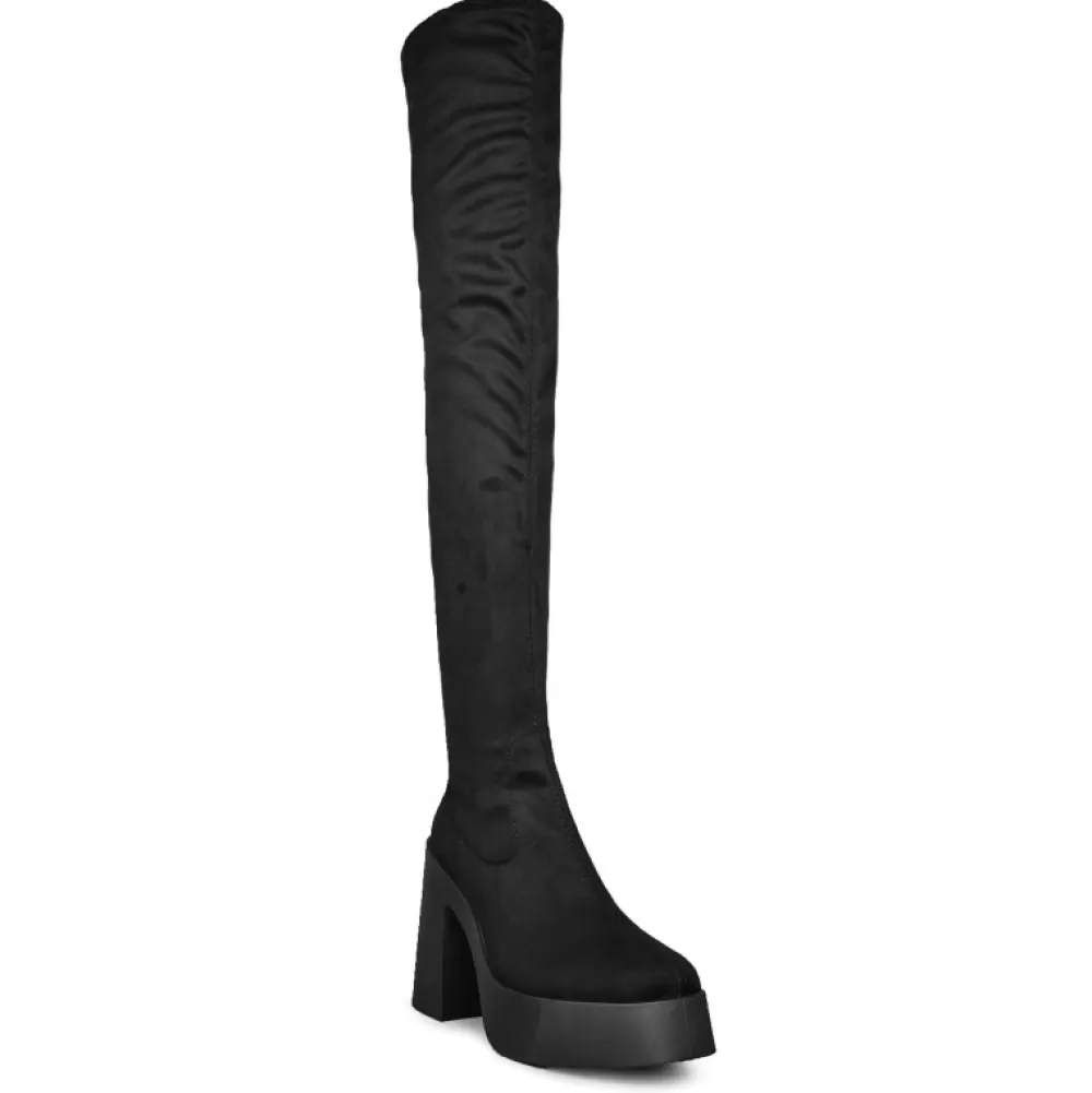 ALTERCORE Knee-High Boots< Daphne Faux Suede Black