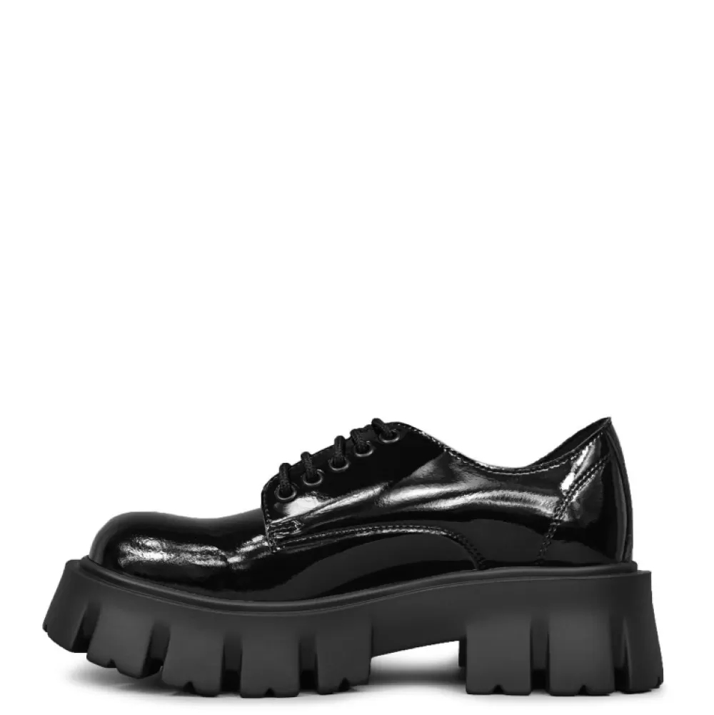 ALTERCORE Shoes< Deidra Vegan Black Patent Platform Shoes
