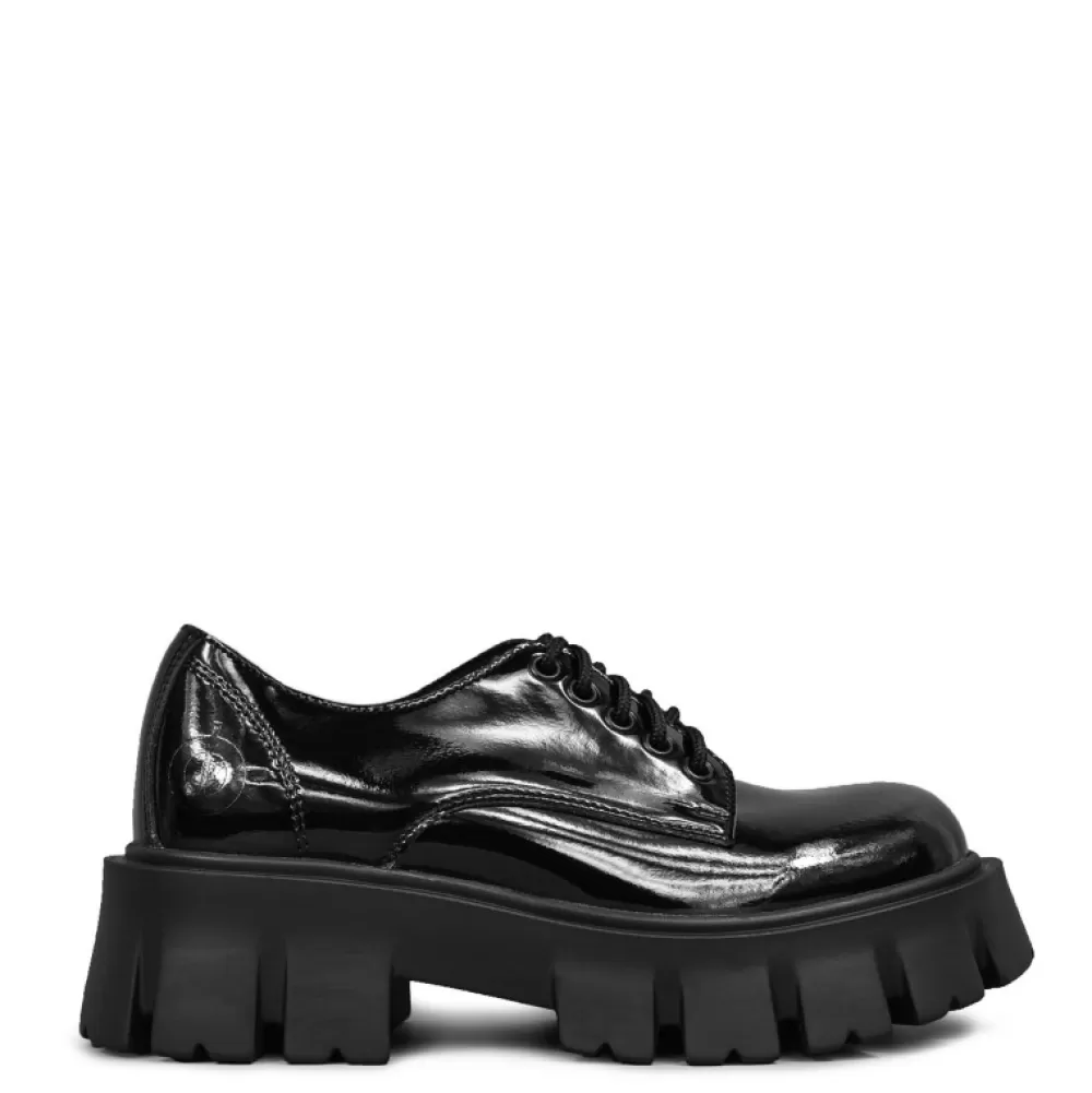 ALTERCORE Shoes< Deidra Vegan Black Patent Platform Shoes