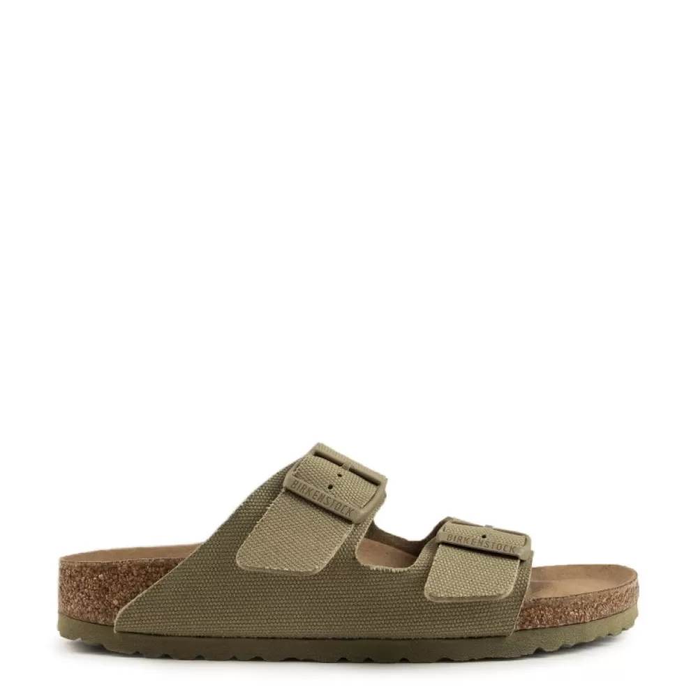 Birkenstock Flip Flops< Arizona 1023958 Vegan Tex Canvas Faded Khaki