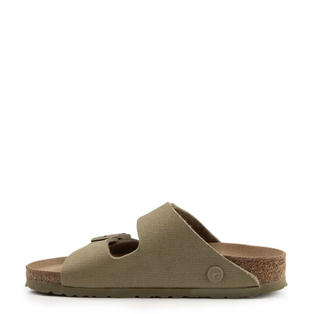 Birkenstock Flip Flops< Arizona 1023958 Vegan Tex Canvas Faded Khaki