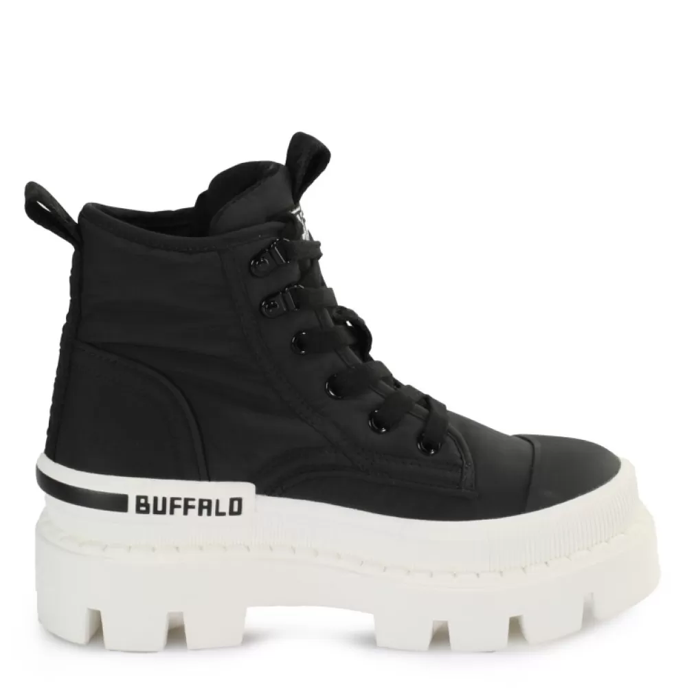 Buffalo Ankle Boots< 1622224 Raven Hi Nylon Vegan /White Black