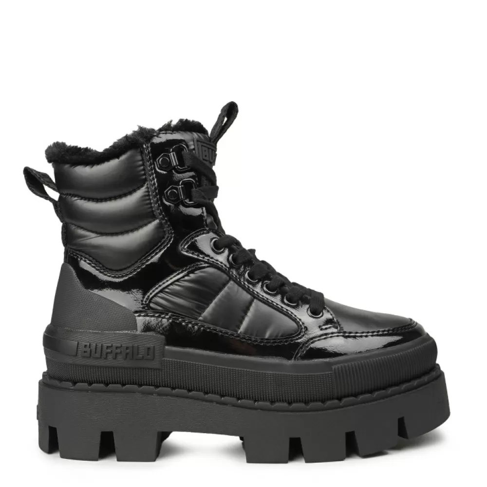 Buffalo Boots< 1630804 Raven Snow Laceup Mid Vegan Black