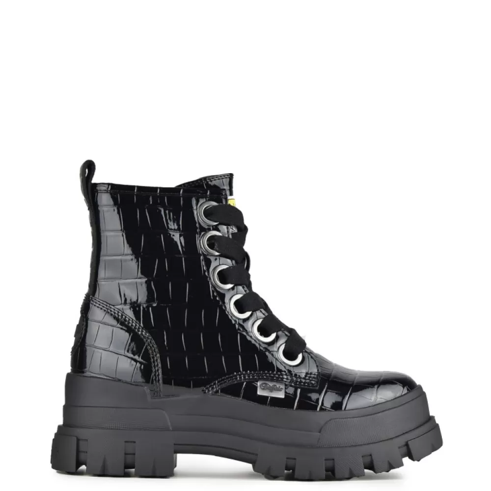 Buffalo Boots< Aspha Lace Up Hi Croco Black