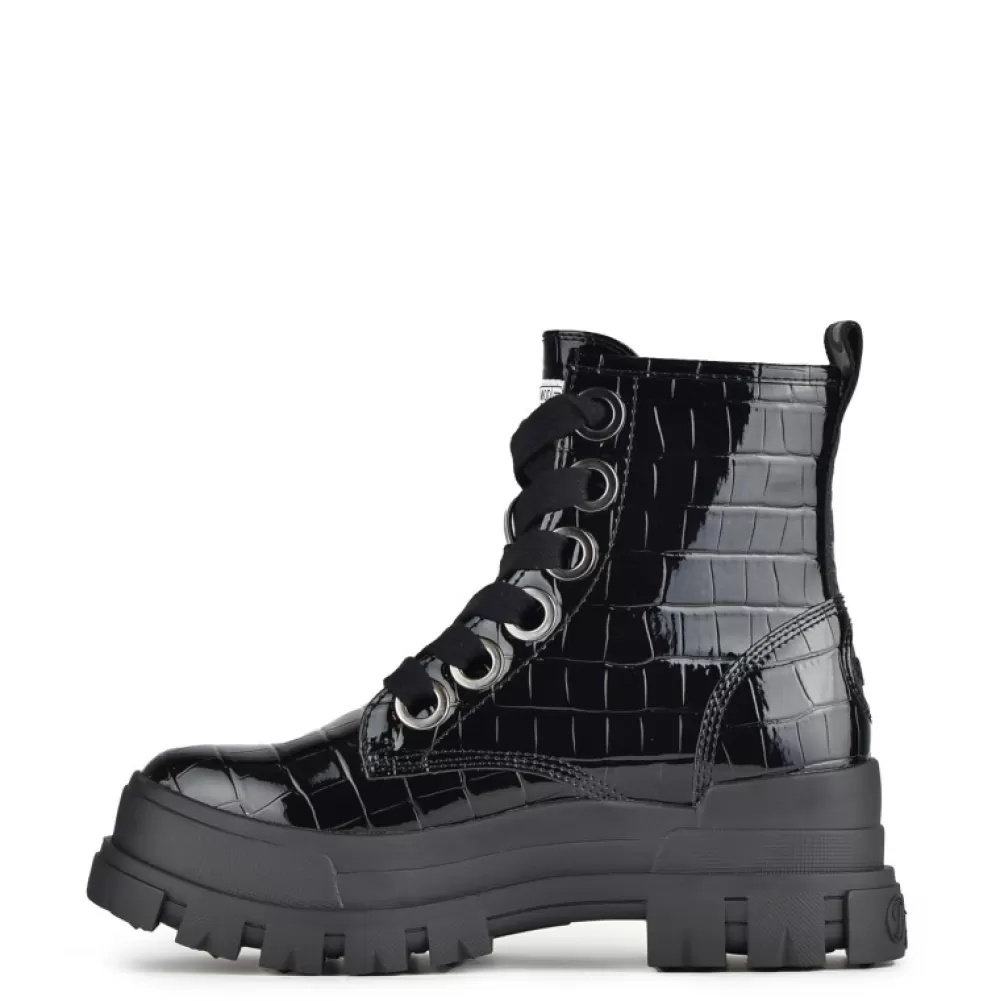 Buffalo Boots< Aspha Lace Up Hi Croco Black