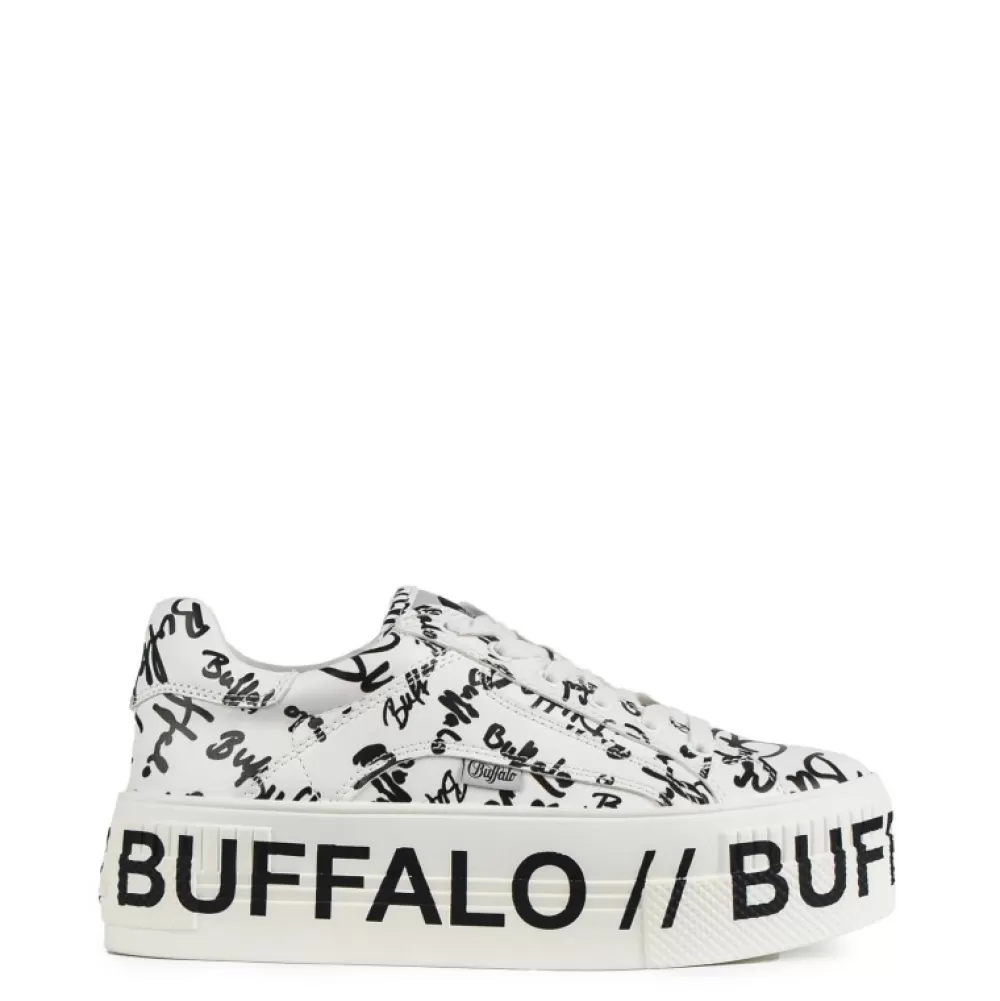 Buffalo Sneakers< Paired Print Vegan White/Black