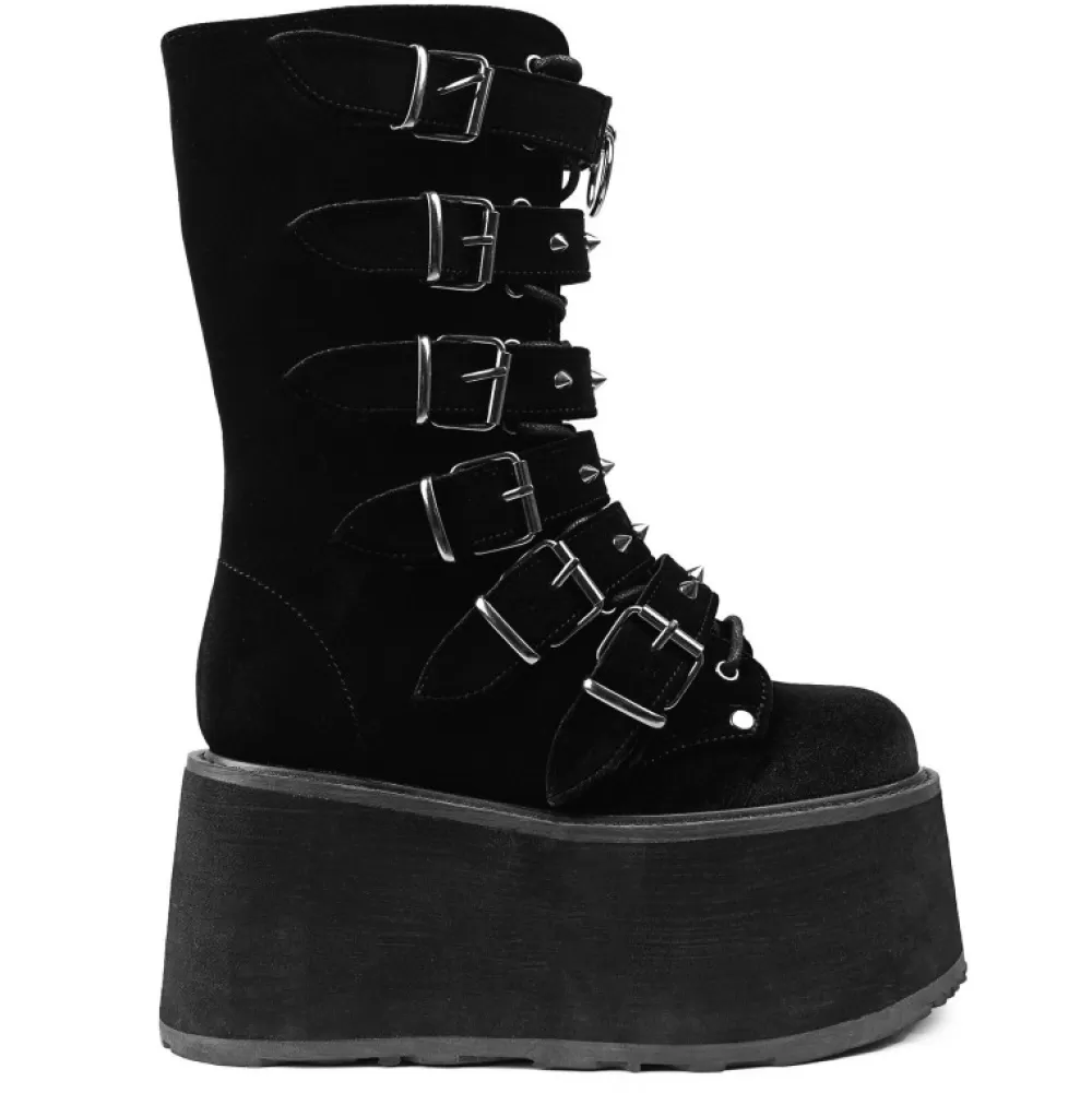 DemoniaCult Platform Shoes< Damned-225 Velvet Black