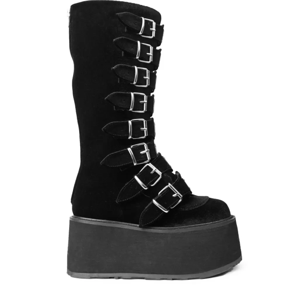 DemoniaCult Platform Shoes< Damned-318 Velvet Black