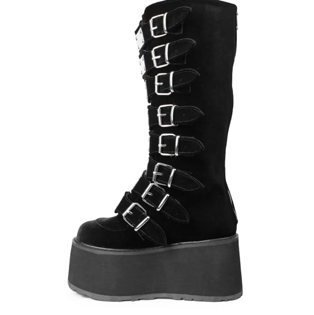 DemoniaCult Platform Shoes< Damned-318 Velvet Black