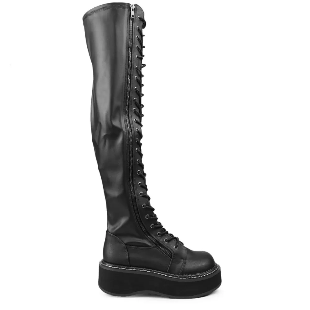 DemoniaCult Knee-High Boots< Emily-375 Black