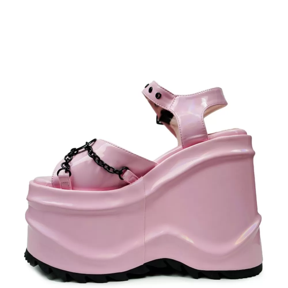 DemoniaCult Platform Shoes< Wave-09 Baby Hologram Pink