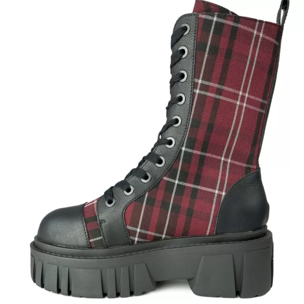 Killstar Boots< Kick The Bucket Boots Blood Tartan/Black