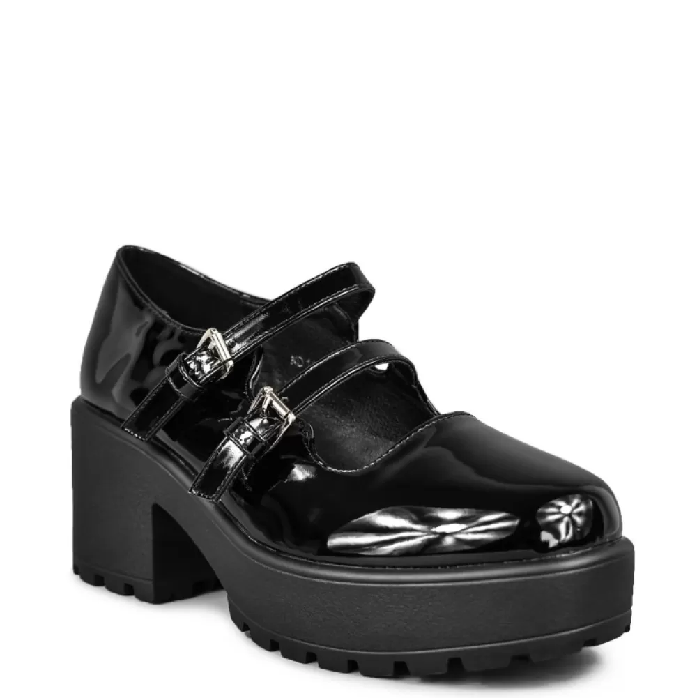 SEDAI Shoes< Nd153 Black Patent Platform Heels